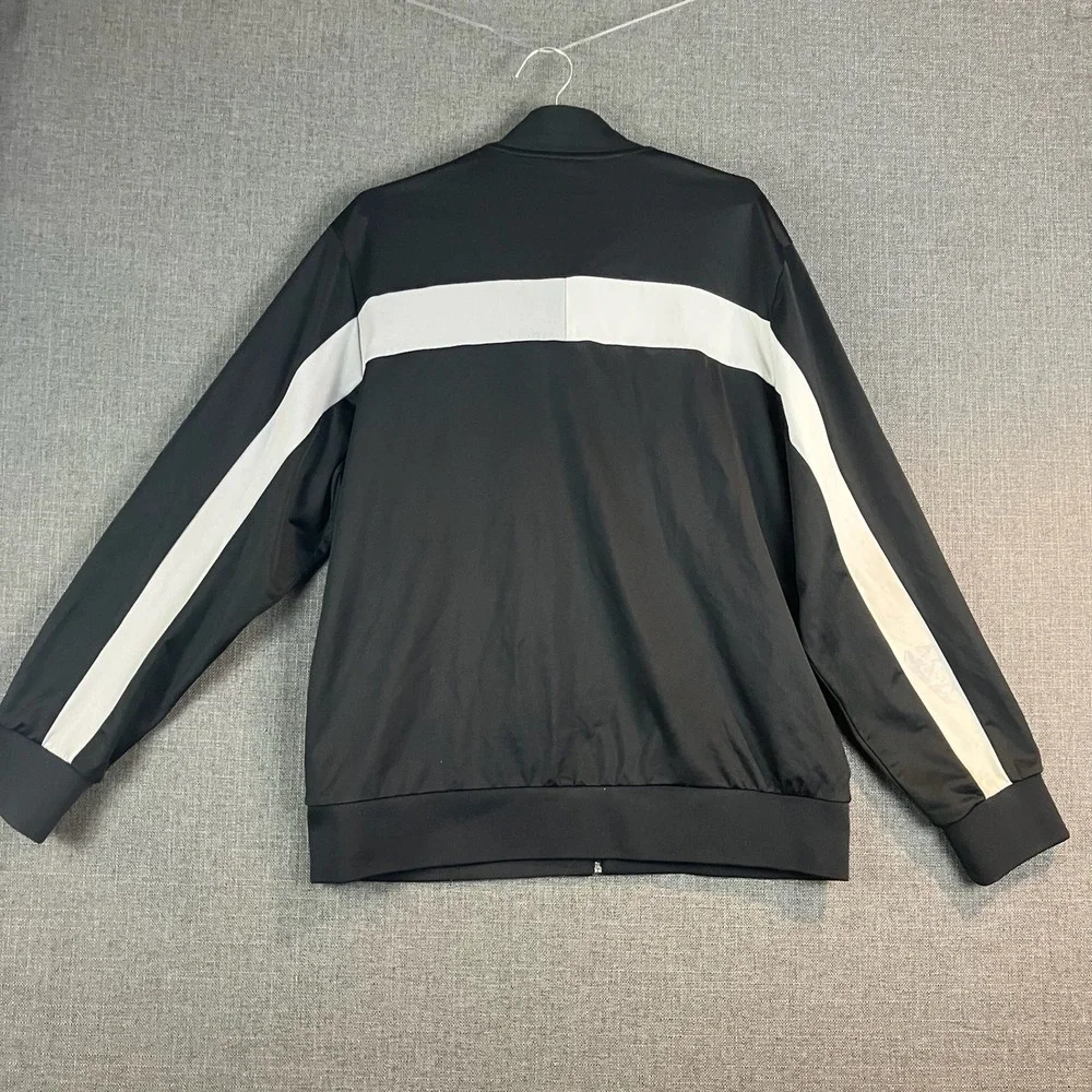FILA Sport Track Jacket Black White Stripe Full Zip‎ Retro Athletic Mens Large